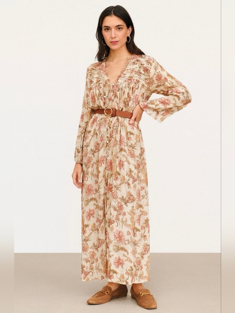 Aratta Silent Journey Desert Rose Duster Dress Kaftan Sheer Size S Boho Hippie
